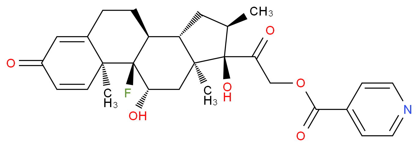 2-[(1R,2S,10S,11S,13R,14R,15S,17S)-1-fluoro-14,17-dihydroxy-2,13,15-trimethyl-5-oxotetracyclo[8.7.0.0<sup>2</sup>,<sup>7</sup>.0<sup>1</sup><sup>1</sup>,<sup>1</sup><sup>5</sup>]heptadeca-3,6-dien-14-yl]-2-oxoethyl pyridine-4-carboxylate_分子结构_CAS_2265-64-7