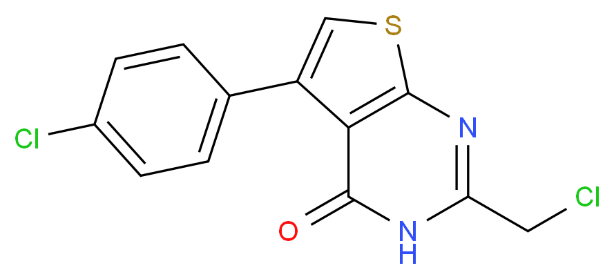 2-(chloromethyl)-5-(4-chlorophenyl)-3H,4H-thieno[2,3-d]pyrimidin-4-one_分子结构_CAS_91225-69-3