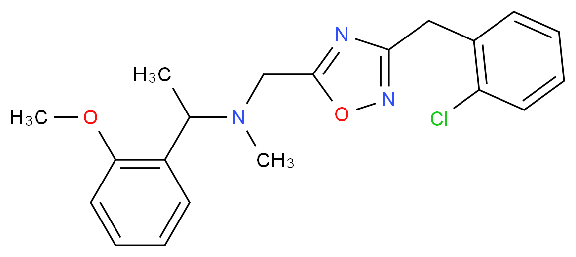 N-{[3-(2-chlorobenzyl)-1,2,4-oxadiazol-5-yl]methyl}-1-(2-methoxyphenyl)-N-methylethanamine_分子结构_CAS_)
