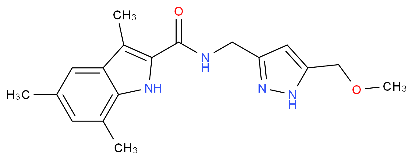 N-{[5-(methoxymethyl)-1H-pyrazol-3-yl]methyl}-3,5,7-trimethyl-1H-indole-2-carboxamide_分子结构_CAS_)