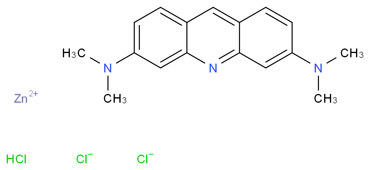 zinc(2+) ion 3-N,3-N,6-N,6-N-tetramethylacridine-3,6-diamine dichloride hydrochloride_分子结构_CAS_10127-02-3