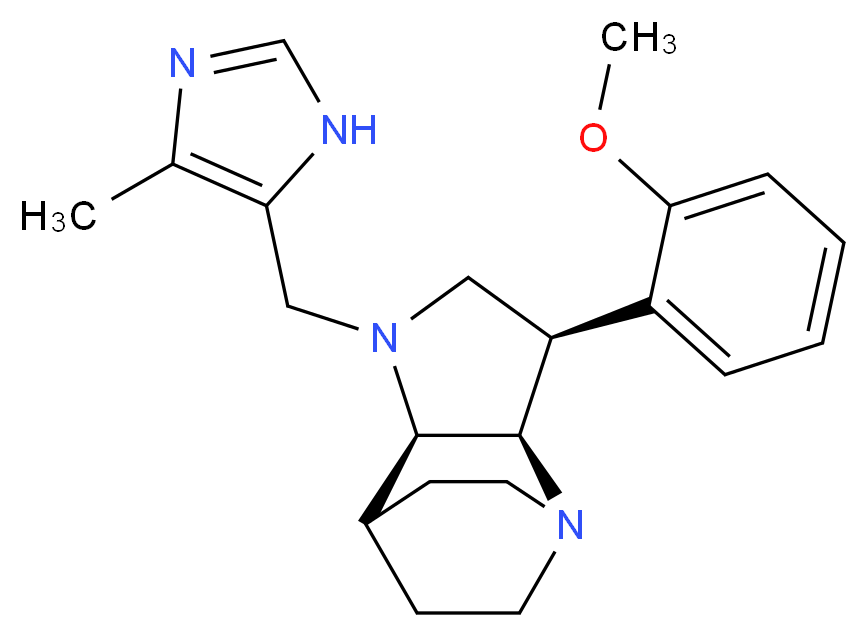 (3R*,3aR*,7aR*)-3-(2-methoxyphenyl)-1-[(4-methyl-1H-imidazol-5-yl)methyl]octahydro-4,7-ethanopyrrolo[3,2-b]pyridine_分子结构_CAS_)