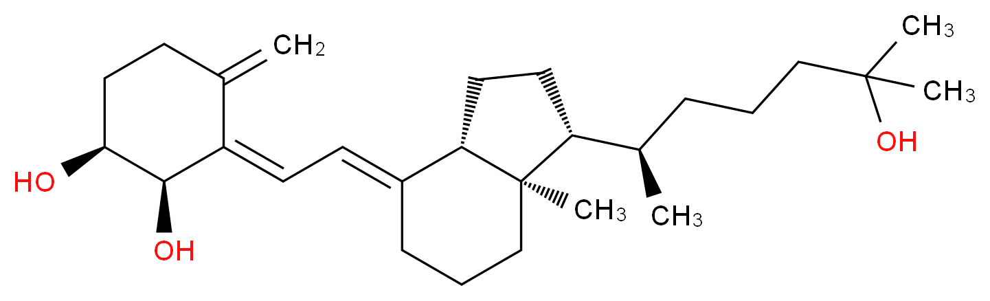 (1S,2R,3E)-3-{2-[(1R,3aS,4E,7aR)-1-[(2R)-6-hydroxy-6-methylheptan-2-yl]-7a-methyl-octahydro-1H-inden-4-ylidene]ethylidene}-4-methylidenecyclohexane-1,2-diol_分子结构_CAS_573951-39-0
