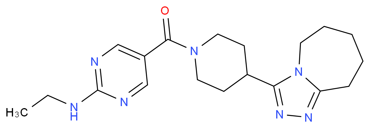 N-ethyl-5-{[4-(6,7,8,9-tetrahydro-5H-[1,2,4]triazolo[4,3-a]azepin-3-yl)-1-piperidinyl]carbonyl}-2-pyrimidinamine_分子结构_CAS_)