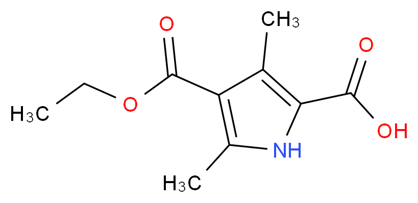 4-(ethoxycarbonyl)-3,5-dimethyl-1H-pyrrole-2-carboxylic acid_分子结构_CAS_5442-91-1)