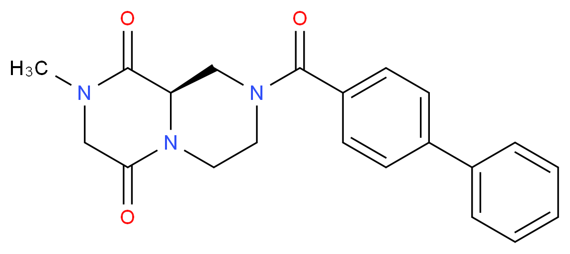 (9aR)-8-(4-biphenylylcarbonyl)-2-methyltetrahydro-2H-pyrazino[1,2-a]pyrazine-1,4(3H,6H)-dione_分子结构_CAS_)