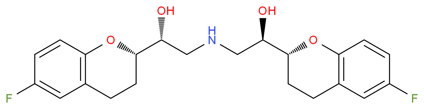 (1R)-1-[(2S)-6-fluoro-3,4-dihydro-2H-1-benzopyran-2-yl]-2-{[(2R)-2-[(2R)-6-fluoro-3,4-dihydro-2H-1-benzopyran-2-yl]-2-hydroxyethyl]amino}ethan-1-ol_分子结构_CAS_118457-15-1