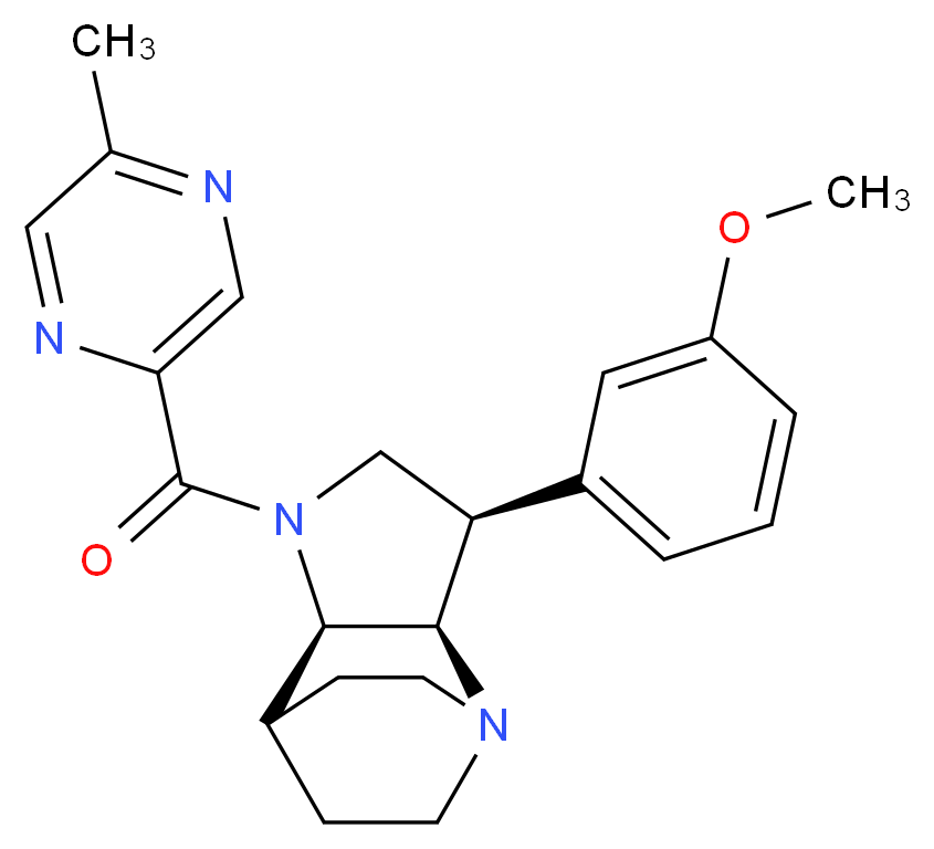 (3R*,3aR*,7aR*)-3-(3-methoxyphenyl)-1-[(5-methylpyrazin-2-yl)carbonyl]octahydro-4,7-ethanopyrrolo[3,2-b]pyridine_分子结构_CAS_)