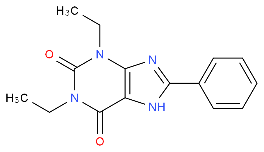 1,3-diethyl-8-phenyl-2,3,6,7-tetrahydro-1H-purine-2,6-dione_分子结构_CAS_75922-48-4