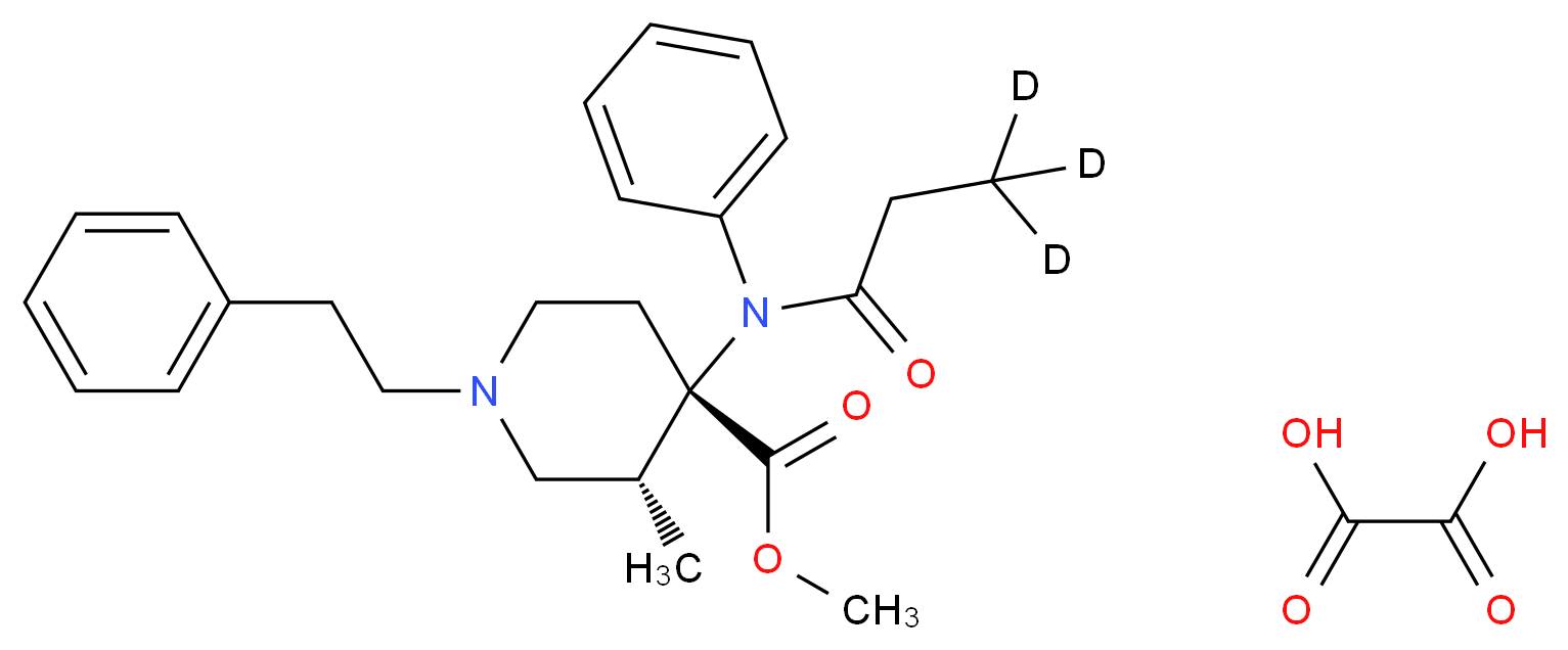 oxalic acid methyl (3R,4S)-3-methyl-4-[N-phenyl(3,3,3-<sup>2</sup>H<sub>3</sub>)propanamido]-1-(2-phenylethyl)piperidine-4-carboxylate_分子结构_CAS_1346599-64-1