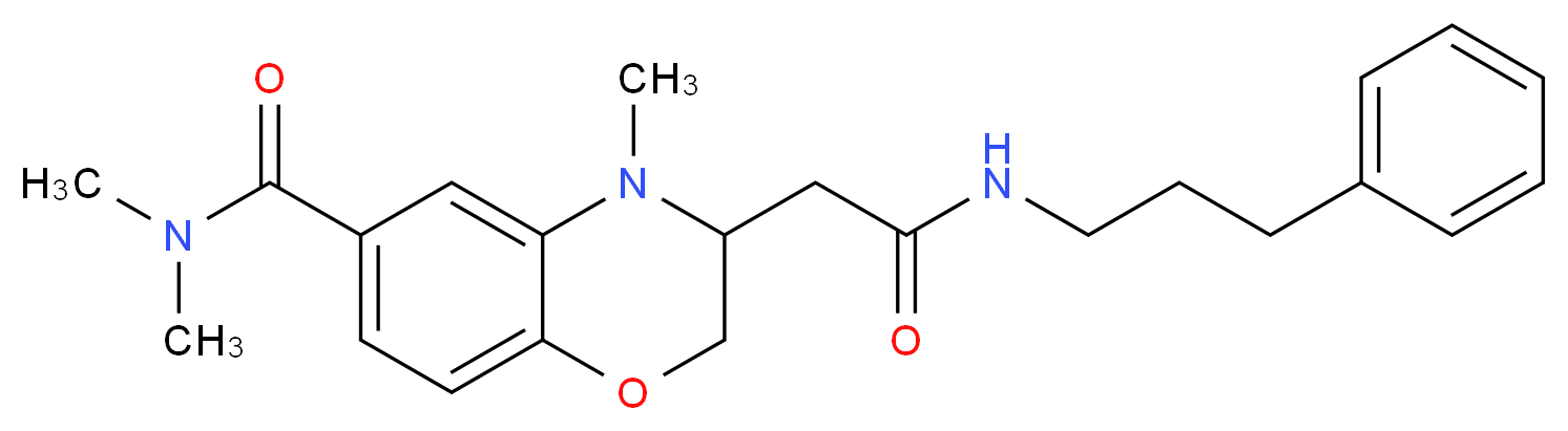 N,N,4-trimethyl-3-{2-oxo-2-[(3-phenylpropyl)amino]ethyl}-3,4-dihydro-2H-1,4-benzoxazine-6-carboxamide_分子结构_CAS_)