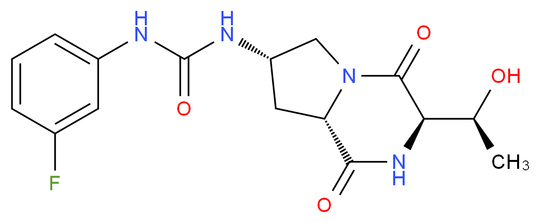 N-(3-fluorophenyl)-N'-{(3R,7S,8aS)-3-[(1S)-1-hydroxyethyl]-1,4-dioxooctahydropyrrolo[1,2-a]pyrazin-7-yl}urea_分子结构_CAS_)