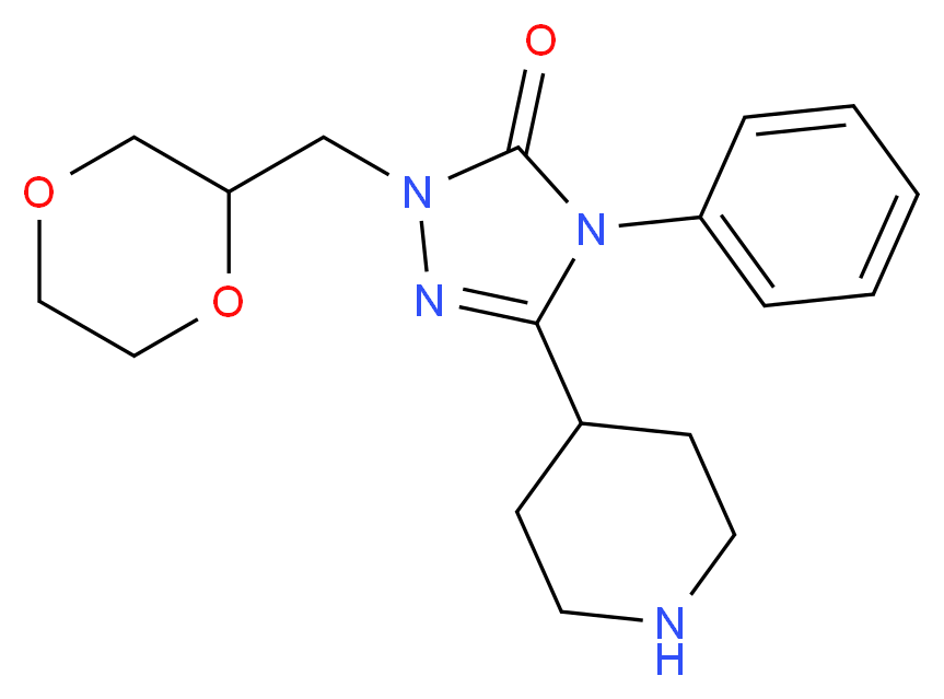 2-(1,4-dioxan-2-ylmethyl)-4-phenyl-5-piperidin-4-yl-2,4-dihydro-3H-1,2,4-triazol-3-one_分子结构_CAS_)
