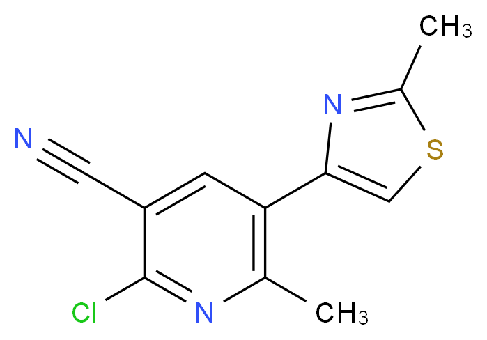 2-chloro-6-methyl-5-(2-methyl-1,3-thiazol-4-yl)pyridine-3-carbonitrile_分子结构_CAS_246020-85-9