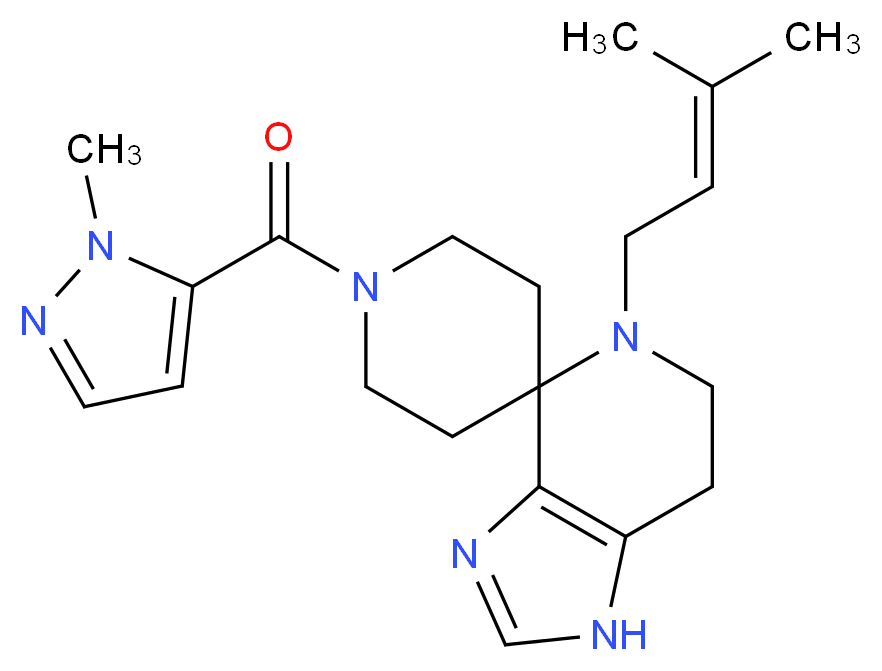 5-(3-methylbut-2-en-1-yl)-1'-[(1-methyl-1H-pyrazol-5-yl)carbonyl]-1,5,6,7-tetrahydrospiro[imidazo[4,5-c]pyridine-4,4'-piperidine]_分子结构_CAS_)