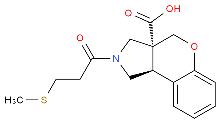 (3aR*,9bR*)-2-[3-(methylthio)propanoyl]-1,2,3,9b-tetrahydrochromeno[3,4-c]pyrrole-3a(4H)-carboxylic acid_分子结构_CAS_)