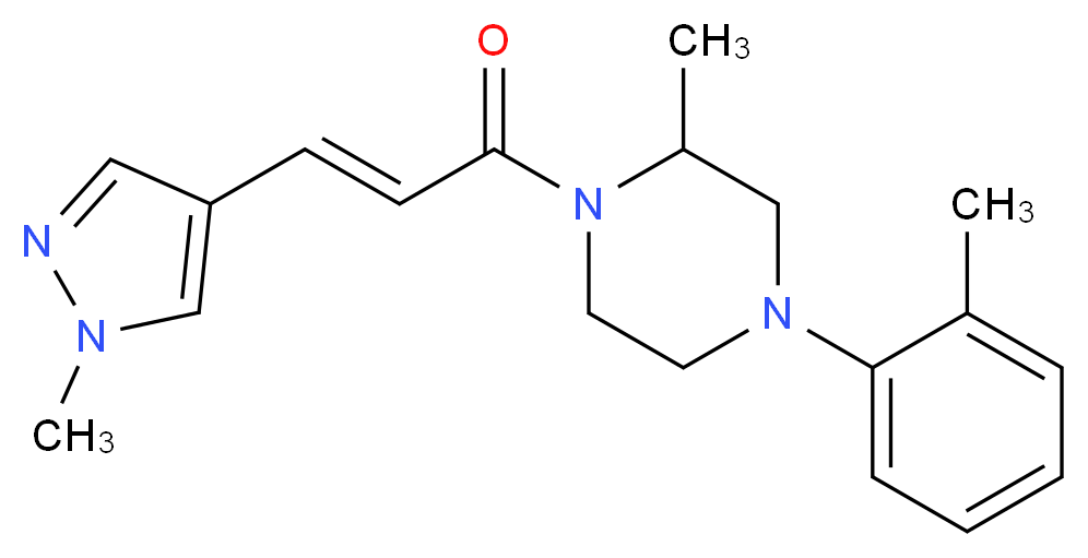 2-methyl-4-(2-methylphenyl)-1-[(2E)-3-(1-methyl-1H-pyrazol-4-yl)prop-2-enoyl]piperazine_分子结构_CAS_)