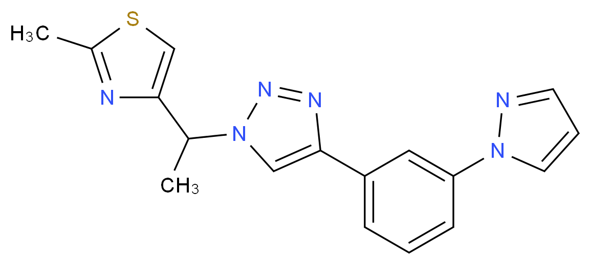 1-[1-(2-methyl-1,3-thiazol-4-yl)ethyl]-4-[3-(1H-pyrazol-1-yl)phenyl]-1H-1,2,3-triazole_分子结构_CAS_)