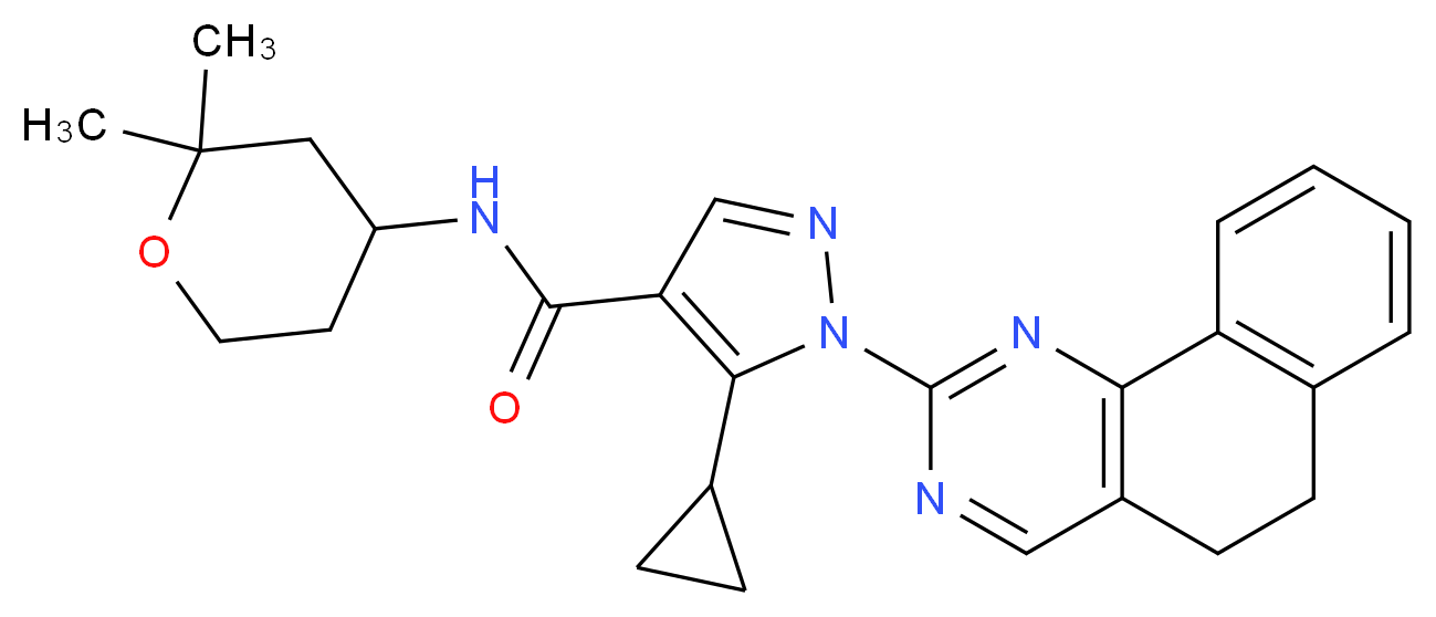 5-cyclopropyl-1-(5,6-dihydrobenzo[h]quinazolin-2-yl)-N-(2,2-dimethyltetrahydro-2H-pyran-4-yl)-1H-pyrazole-4-carboxamide_分子结构_CAS_)