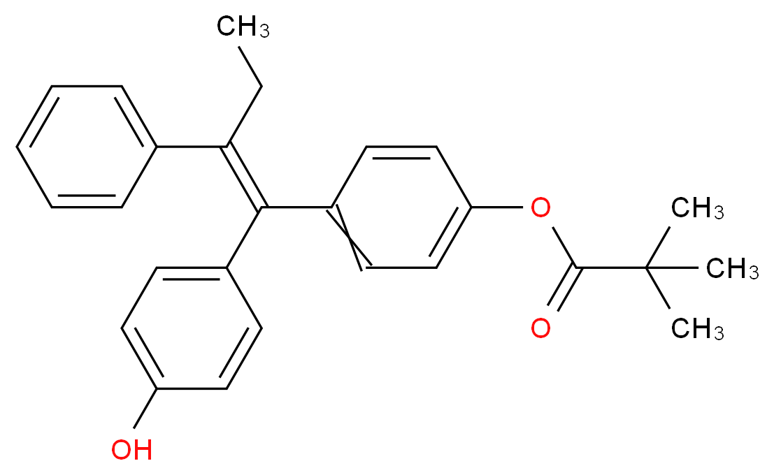 4-[(1E)-1-(4-hydroxyphenyl)-2-phenylbut-1-en-1-yl]phenyl 2,2-dimethylpropanoate_分子结构_CAS_177748-17-3