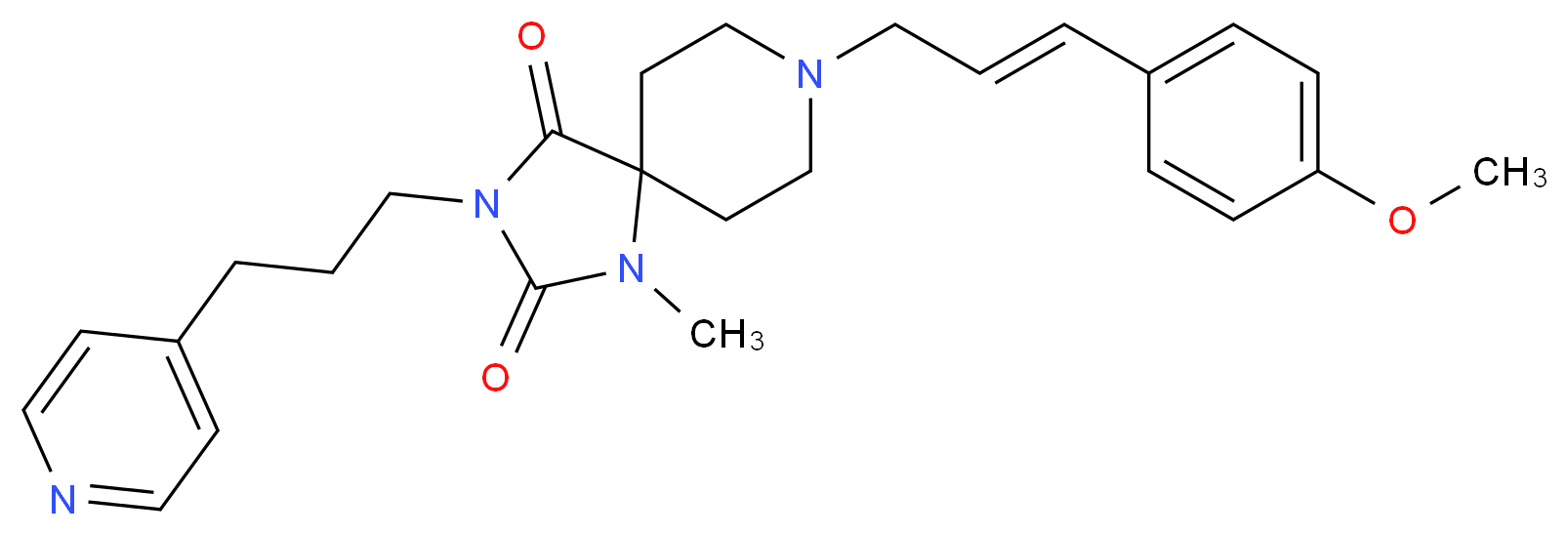 8-[(2E)-3-(4-methoxyphenyl)-2-propen-1-yl]-1-methyl-3-[3-(4-pyridinyl)propyl]-1,3,8-triazaspiro[4.5]decane-2,4-dione_分子结构_CAS_)