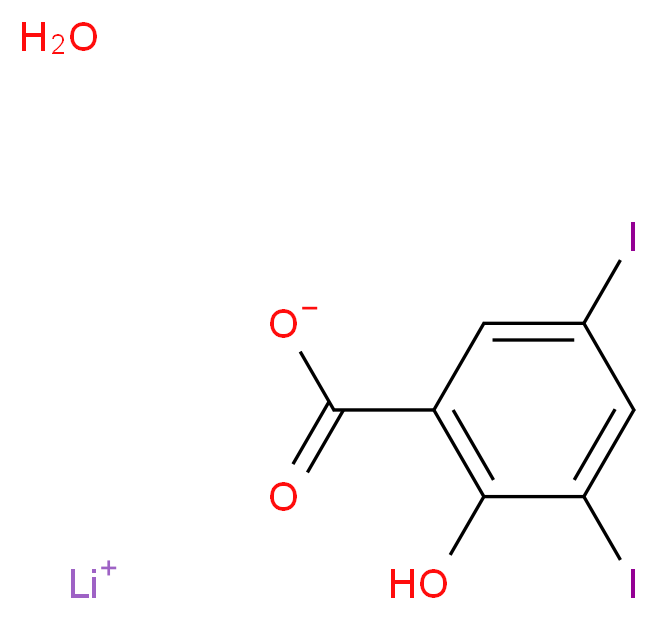 3,5-二碘水杨酸锂 一水合物_分子结构_CAS_653-14-5)