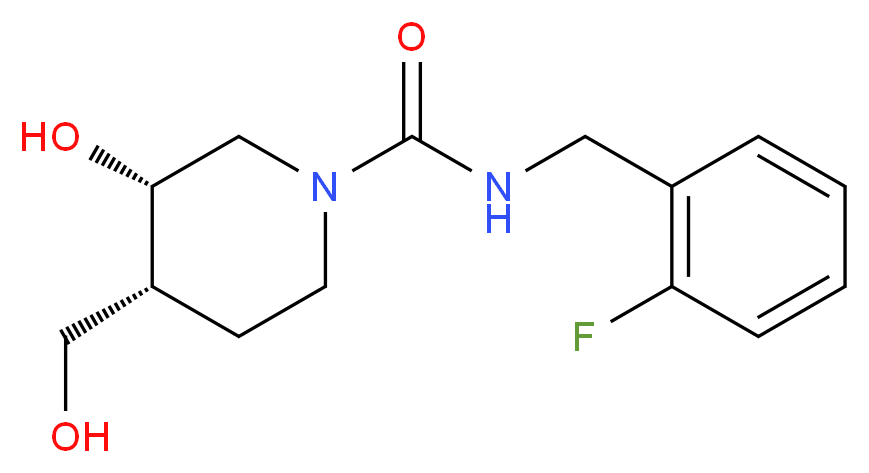 (3S*,4R*)-N-(2-fluorobenzyl)-3-hydroxy-4-(hydroxymethyl)-1-piperidinecarboxamide_分子结构_CAS_)