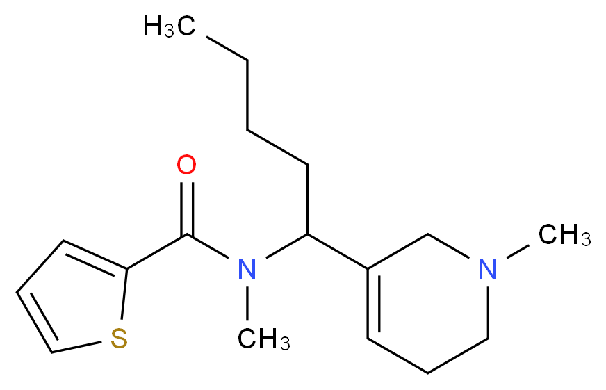 N-methyl-N-[1-(1-methyl-1,2,5,6-tetrahydropyridin-3-yl)pentyl]thiophene-2-carboxamide_分子结构_CAS_)