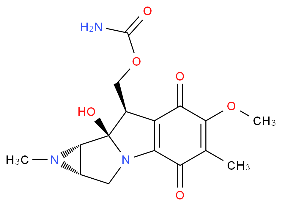 [(4S,6S,7R,8R)-7-hydroxy-11-methoxy-5,12-dimethyl-10,13-dioxo-2,5-diazatetracyclo[7.4.0.0<sup>2</sup>,<sup>7</sup>.0<sup>4</sup>,<sup>6</sup>]trideca-1(9),11-dien-8-yl]methyl carbamate_分子结构_CAS_4055-40-7