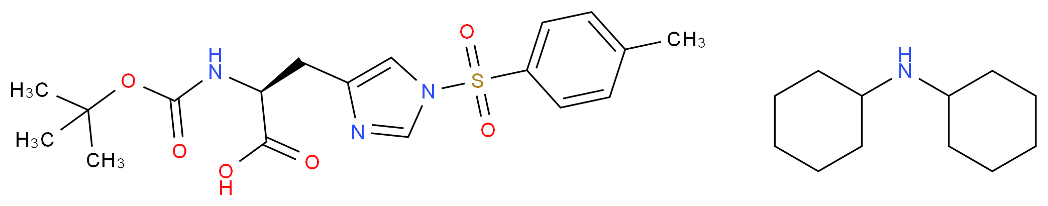 (2S)-2-{[(tert-butoxy)carbonyl]amino}-3-[1-(4-methylbenzenesulfonyl)-1H-imidazol-4-yl]propanoic acid; N-cyclohexylcyclohexanamine_分子结构_CAS_65057-34-3