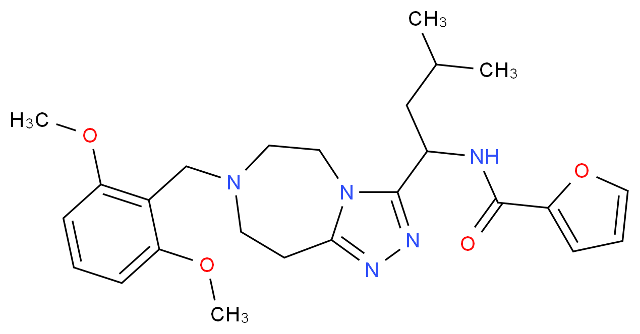 N-{1-[7-(2,6-dimethoxybenzyl)-6,7,8,9-tetrahydro-5H-[1,2,4]triazolo[4,3-d][1,4]diazepin-3-yl]-3-methylbutyl}-2-furamide_分子结构_CAS_)