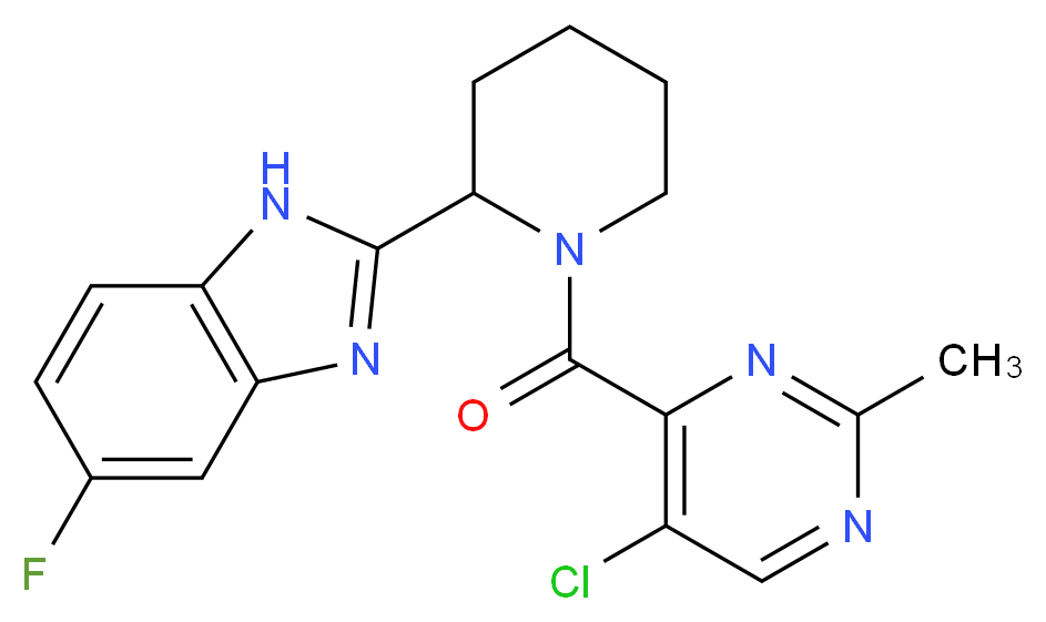 2-{1-[(5-chloro-2-methyl-4-pyrimidinyl)carbonyl]-2-piperidinyl}-5-fluoro-1H-benzimidazole_分子结构_CAS_)