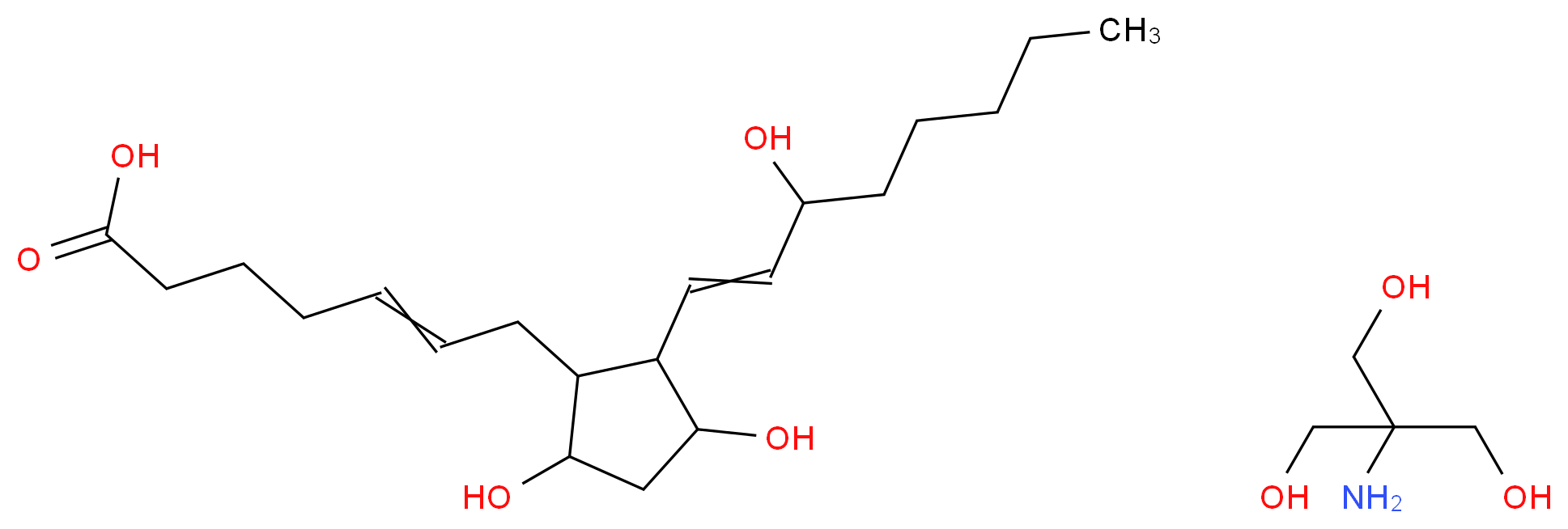 2-amino-2-(hydroxymethyl)propane-1,3-diol; 7-[3,5-dihydroxy-2-(3-hydroxyoct-1-en-1-yl)cyclopentyl]hept-5-enoic acid_分子结构_CAS_38562-01-5