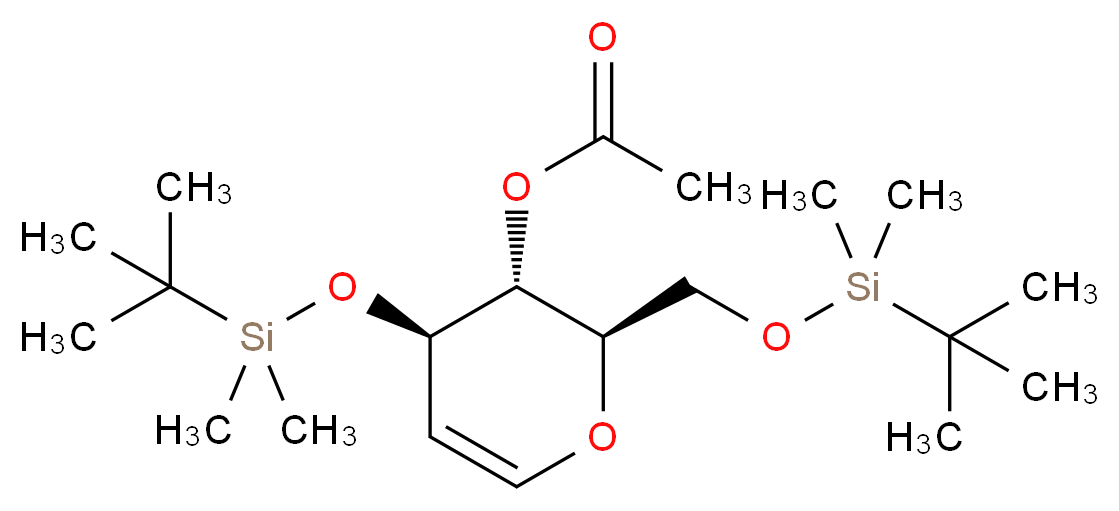 4-O-Acetyl-3,6-di-O-tert-butyldimethylsilyl-D-glucal_分子结构_CAS_132891-79-3)