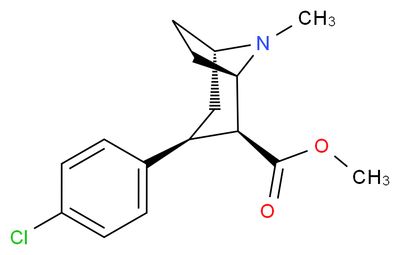 methyl (1R,2S,3S,5S)-3-(4-chlorophenyl)-8-methyl-8-azabicyclo[3.2.1]octane-2-carboxylate_分子结构_CAS_130342-80-2