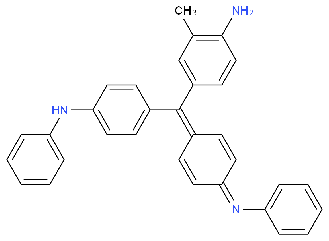 2-methyl-4-{[4-(phenylamino)phenyl][4-(phenylimino)cyclohexa-2,5-dien-1-ylidene]methyl}aniline_分子结构_CAS_28631-66-5