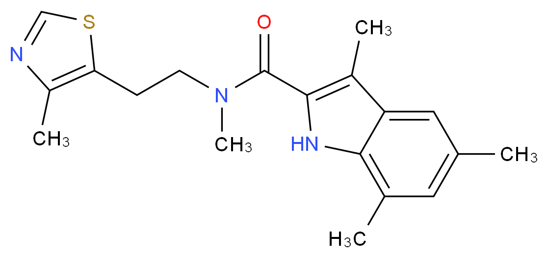 N,3,5,7-tetramethyl-N-[2-(4-methyl-1,3-thiazol-5-yl)ethyl]-1H-indole-2-carboxamide_分子结构_CAS_)