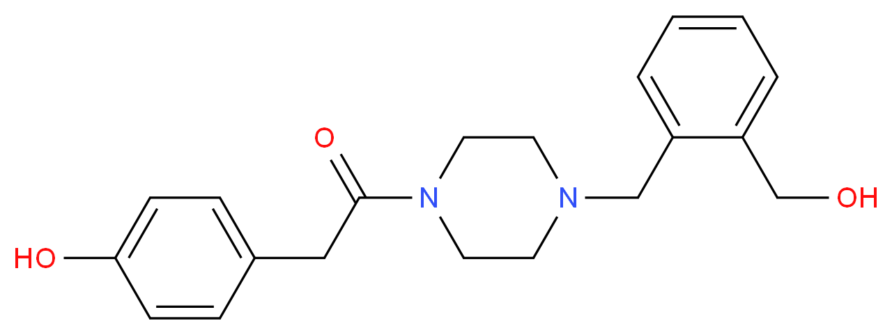 4-(2-{4-[2-(hydroxymethyl)benzyl]piperazin-1-yl}-2-oxoethyl)phenol_分子结构_CAS_)
