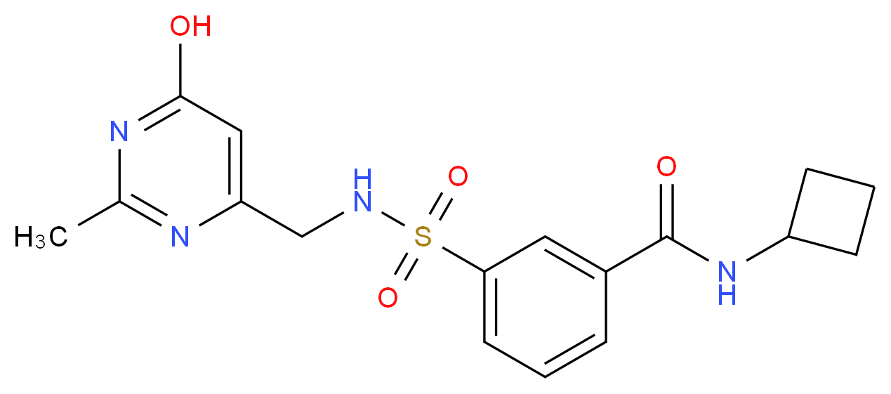 N-cyclobutyl-3-({[(6-hydroxy-2-methylpyrimidin-4-yl)methyl]amino}sulfonyl)benzamide_分子结构_CAS_)
