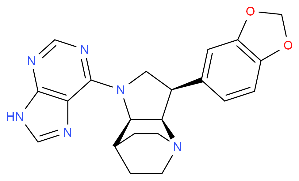 (3R*,3aR*,7aR*)-3-(1,3-benzodioxol-5-yl)-1-(9H-purin-6-yl)octahydro-4,7-ethanopyrrolo[3,2-b]pyridine_分子结构_CAS_)
