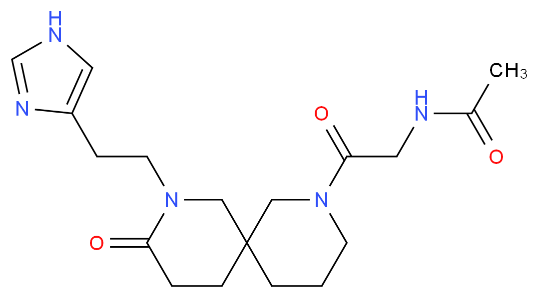 N-(2-{8-[2-(1H-imidazol-4-yl)ethyl]-9-oxo-2,8-diazaspiro[5.5]undec-2-yl}-2-oxoethyl)acetamide (non-preferred name)_分子结构_CAS_)