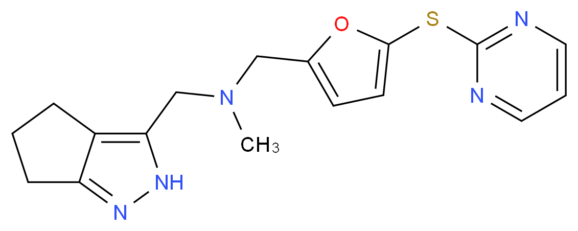 N-methyl-1-[5-(pyrimidin-2-ylthio)-2-furyl]-N-(2,4,5,6-tetrahydrocyclopenta[c]pyrazol-3-ylmethyl)methanamine_分子结构_CAS_)