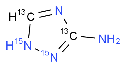 (3,5-<sup>1</sup><sup>3</sup>C<sub>2</sub>,1,2-<sup>1</sup><sup>5</sup>N<sub>2</sub>)-1H-1,2,4-triazol-3-amine_分子结构_CAS_1346603-92-6