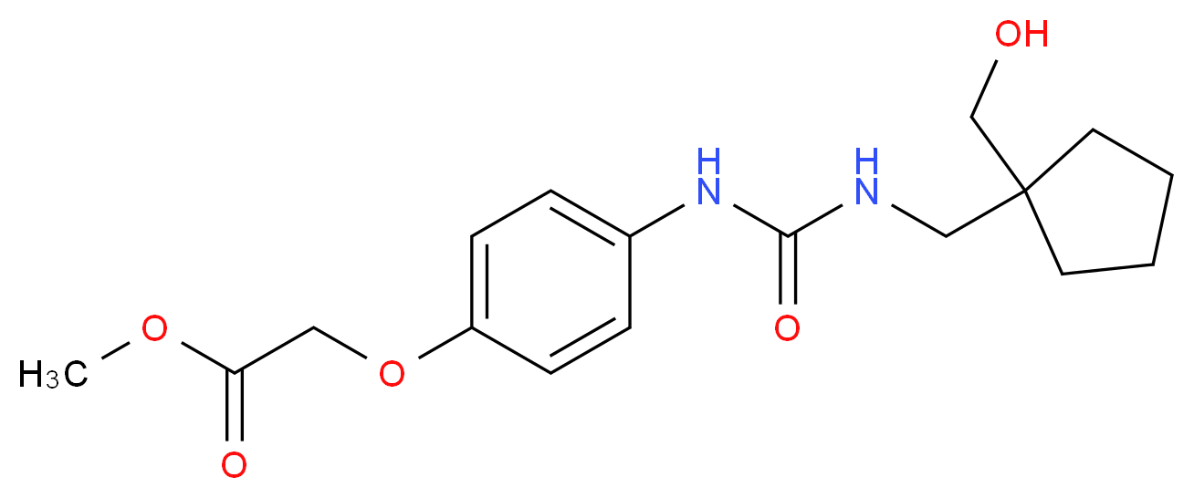methyl (4-{[({[1-(hydroxymethyl)cyclopentyl]methyl}amino)carbonyl]amino}phenoxy)acetate_分子结构_CAS_)