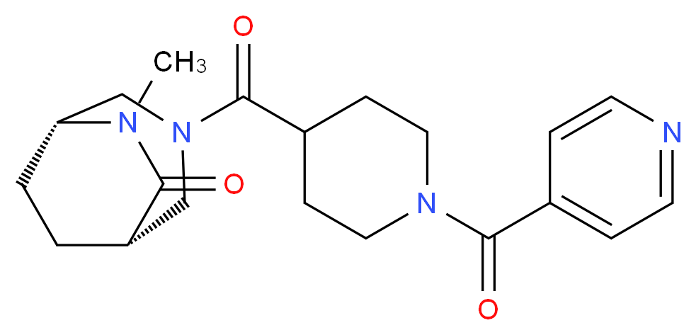 (1S*,5R*)-3-[(1-isonicotinoylpiperidin-4-yl)carbonyl]-6-methyl-3,6-diazabicyclo[3.2.2]nonan-7-one_分子结构_CAS_)