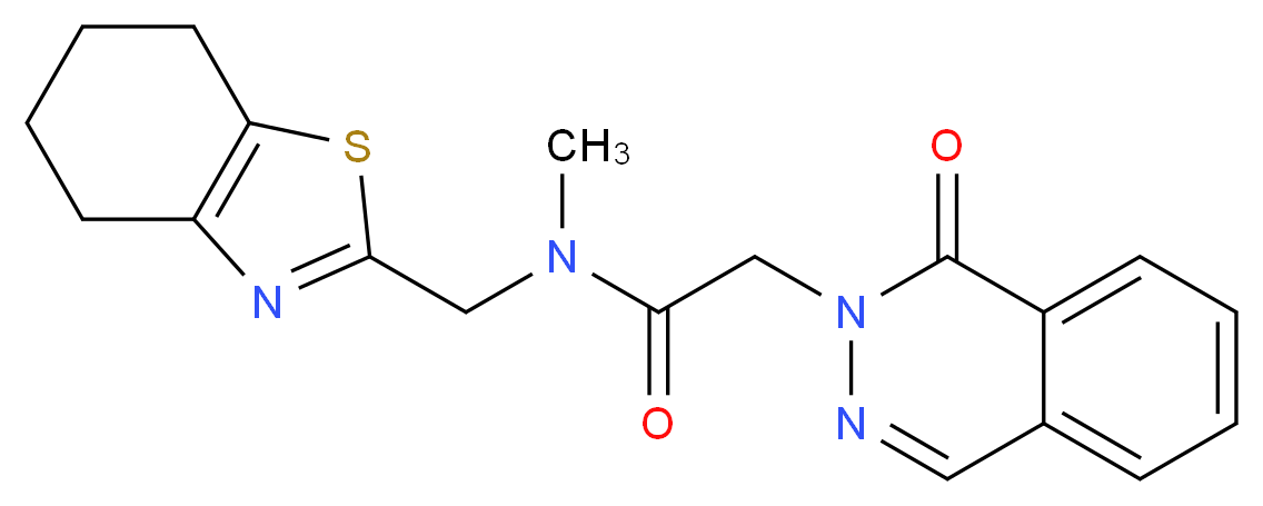 N-methyl-2-(1-oxophthalazin-2(1H)-yl)-N-(4,5,6,7-tetrahydro-1,3-benzothiazol-2-ylmethyl)acetamide_分子结构_CAS_)