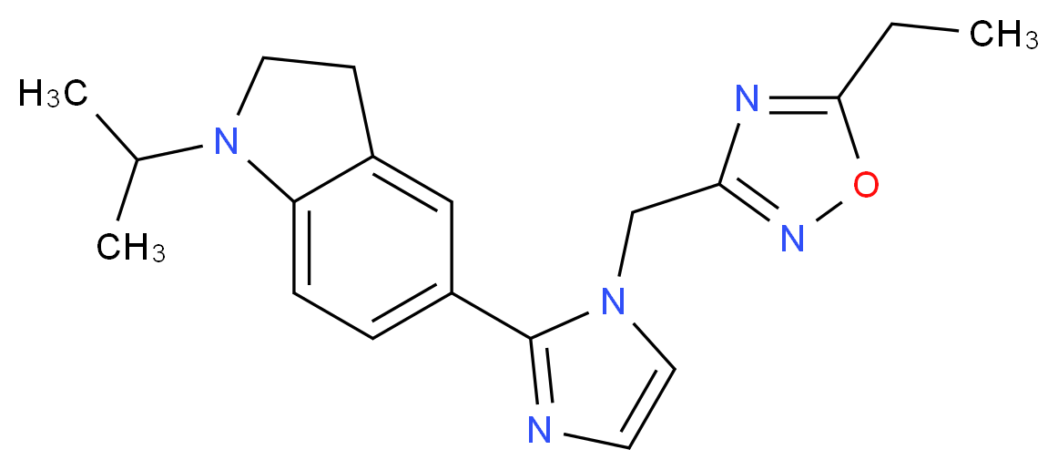 5-{1-[(5-ethyl-1,2,4-oxadiazol-3-yl)methyl]-1H-imidazol-2-yl}-1-isopropylindoline_分子结构_CAS_)