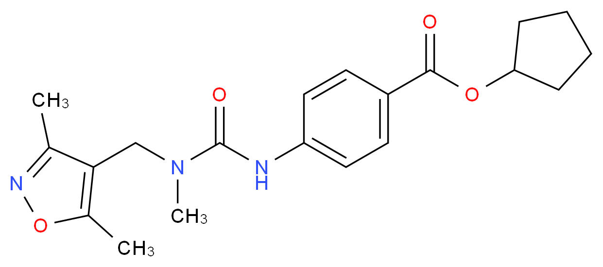 cyclopentyl 4-({[[(3,5-dimethylisoxazol-4-yl)methyl](methyl)amino]carbonyl}amino)benzoate_分子结构_CAS_)