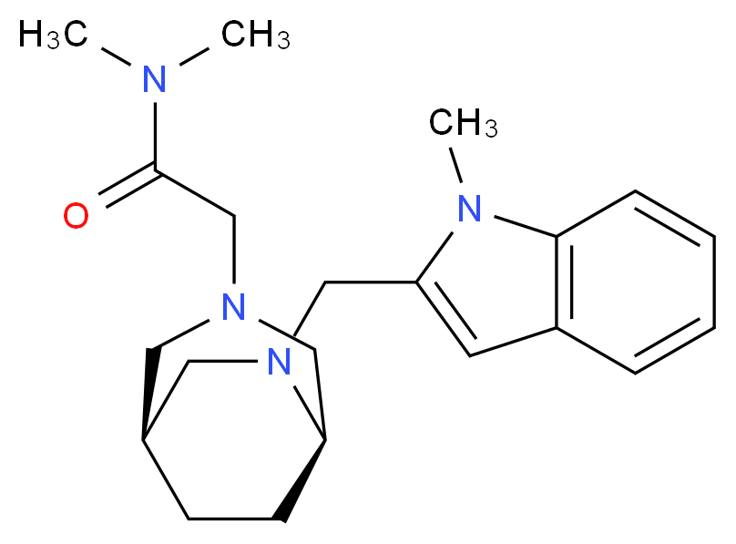 N,N-dimethyl-2-{(1S*,5R*)-6-[(1-methyl-1H-indol-2-yl)methyl]-3,6-diazabicyclo[3.2.2]non-3-yl}acetamide_分子结构_CAS_)