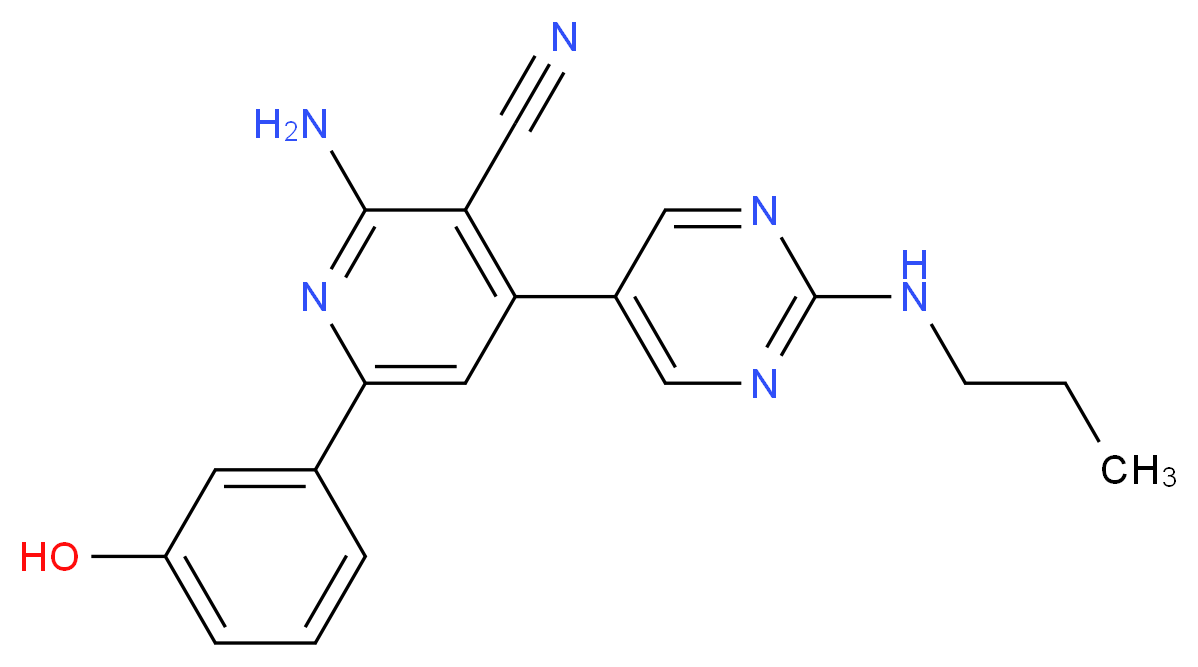 2-amino-6-(3-hydroxyphenyl)-4-[2-(propylamino)pyrimidin-5-yl]nicotinonitrile_分子结构_CAS_)